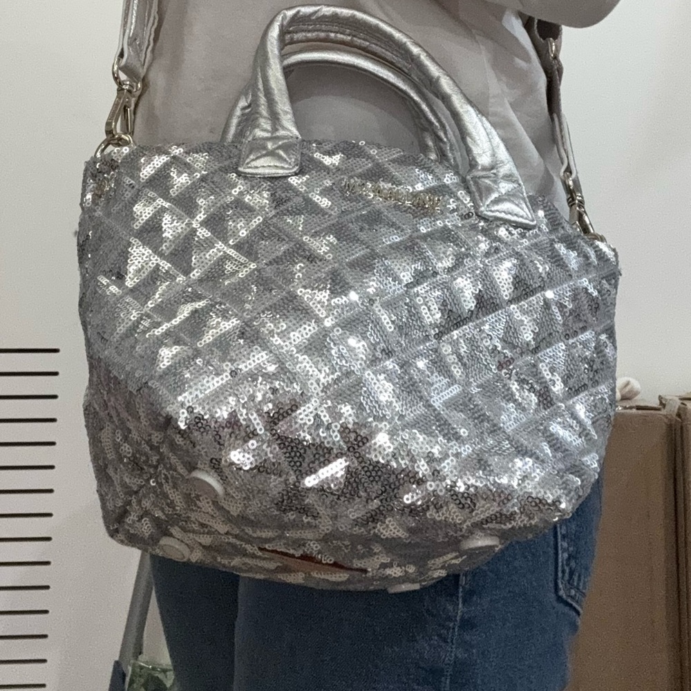 BRAND NEW MZWallace Glamorous Silver Sequin Shoulder Bag
